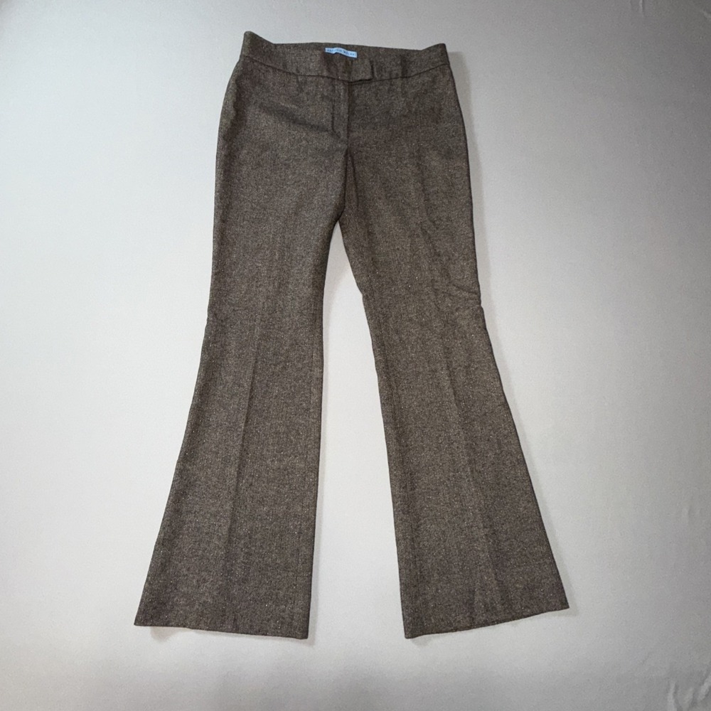 Antonio Melani Brown Wool Blend Flare Leg Trousers Women's Size 8 Brown Metallic